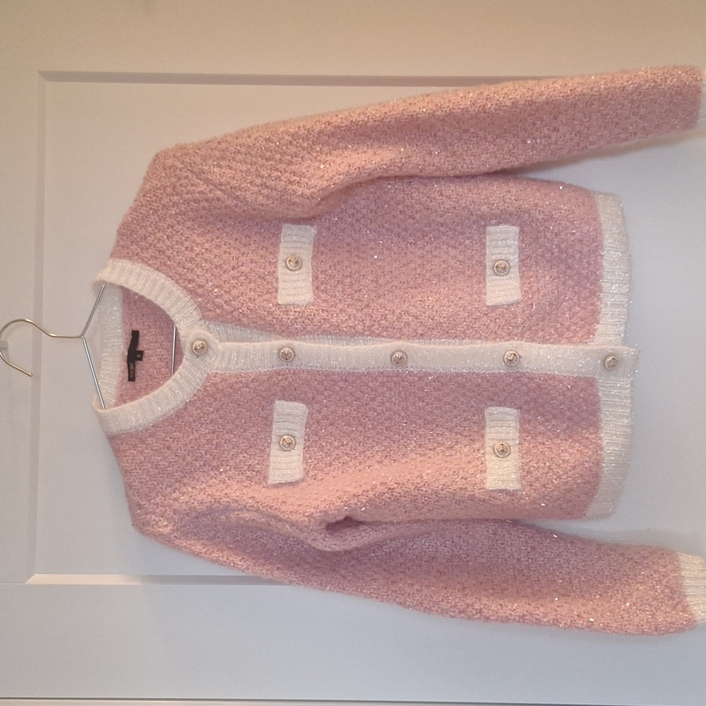 Metallic & Sequin Pink Cardigan